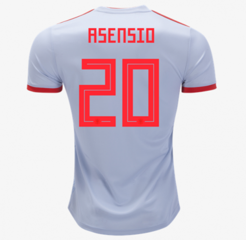 Spain 2018 World Cup Away Marco Asensio Shirt Soccer Jersey