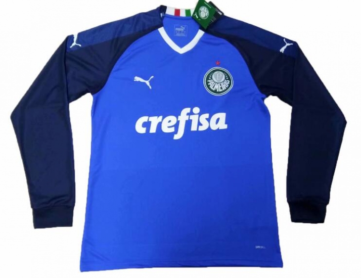 Palmeiras SP 2019/2020 Goalkeeper Blue Long Sleeved Shirt Soccer Jersey - Click Image to Close