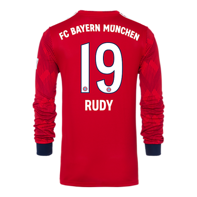 Bayern Munich 2018/19 Home 19 Rudy Long Sleeve Shirt Soccer Jersey