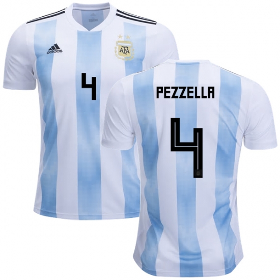 Argentina 2018 FIFA World Cup Home German Pezzella #4 Shirt Soccer Jersey - Click Image to Close