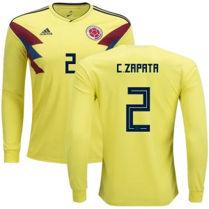 Colombia 2018 World Cup CRISTIAN ZAPATA 2 Long Sleeve Home Shirt Soccer Jersey