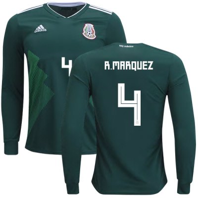 Mexico 2018 World Cup Home RAFAEL MARQUEZ 4 Long Sleeve Shirt Soccer Jersey