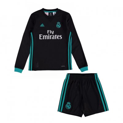 Real Madrid 2017/18 Away Kids Long Sleeved Kit Children Shirt And Shorts