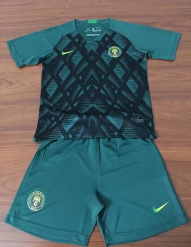 Kids Nigeria 2019 Green Pre-Match Training Kit (Shirt+Shorts)