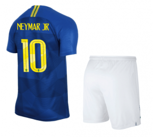 Brazil 2018 World Cup Away Neymar Jr Soccer Jersey Uniform (Shirt+Shorts)