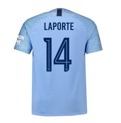 Manchester City 2018/19 Laporte 14 UCL Home Shirt Soccer Jersey