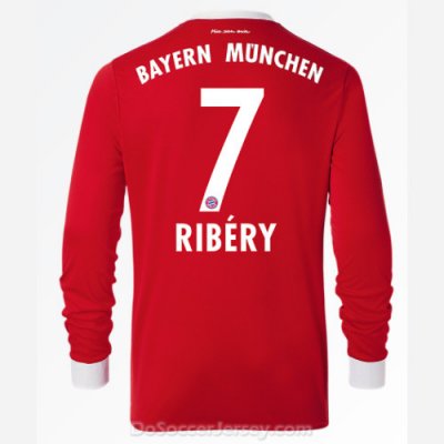 Bayern Munich 2017/18 Home Ribéry #7 Long Sleeved Soccer Shirt