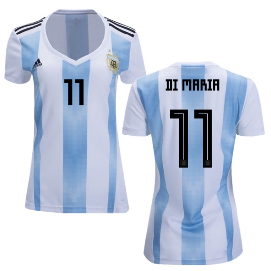 Argentina 2018 FIFA World Cup Home Angel Di Maria #11 Women Jersey Shirt - Click Image to Close