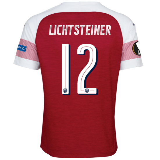 Arsenal 2018/19 Stephan Lichtsteiner 12 UEFA Europa Home Shirt Soccer Jersey - Click Image to Close