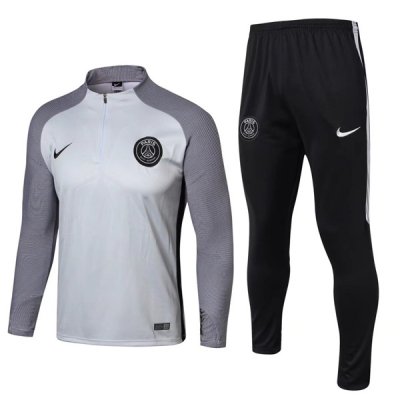 PSG 2017/18 Gray Stripe Training Suits(Zipper Shirt+Trouser)