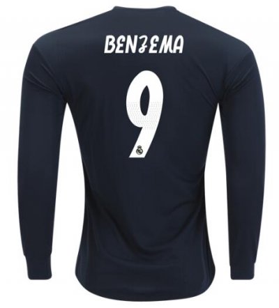 Karim Benzema Real Madrid 2018/19 Away Long Sleeve Shirt Soccer Jersey
