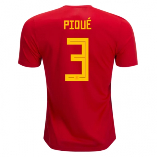 Spain 2018 World Cup Home Gerard Pique #3 Shirt Soccer Jersey - Click Image to Close