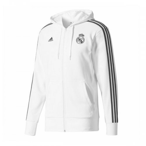 Real Madrid 2017/18 White Full Zip Hoodie Jacket