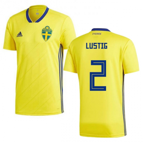 Sweden 2018 World Cup MIKAEL LUSTIG 2 Home Shirt Soccer Shirt - Click Image to Close