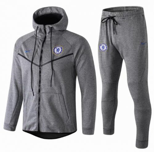 Chelsea 2018/19 Grey Tech Fleece Training Suit (Hoodie Jacket+Trouser)