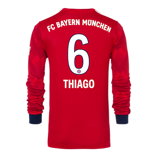 Bayern Munich 2018/19 Home 6 Thiago Long Sleeve Shirt Soccer Jersey - Click Image to Close