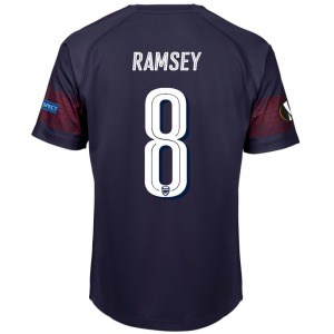 Arsenal 2018/19 Aaron Ramsey 8 UEFA Europa Away Shirt Soccer Jersey