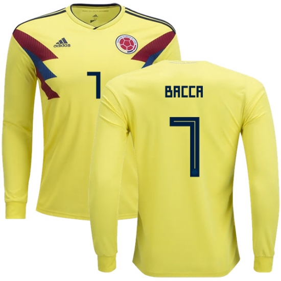 Colombia 2018 World Cup CARLOS BACCA 7 Long Sleeve Home Shirt Soccer Jersey - Click Image to Close
