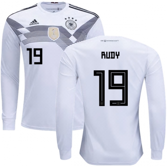 Germany 2018 World Cup SEBASTIAN RUDY 19 Home Long Sleeve Shirt Soccer Jersey - Click Image to Close