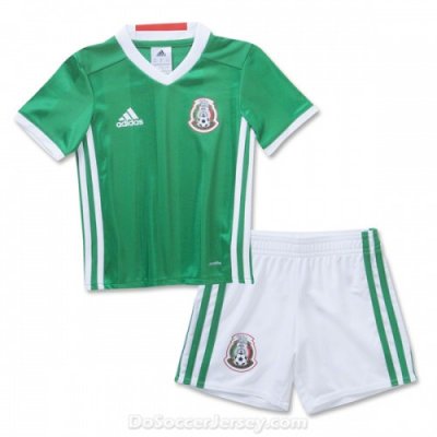 Mexico 2016/17 Home Kids Soccer Kit Children Shirt And Shorts