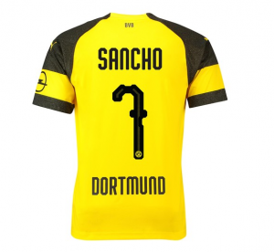 Borussia Dortmund 2018/19 Sancho 7 Home Shirt Soccer Jersey