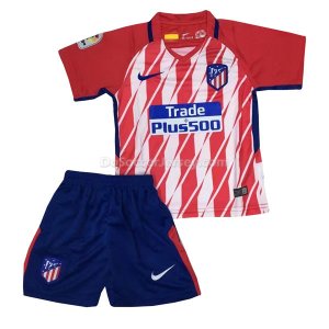 Atletico Madrid 2017/18 Home Kids Soccer Kit Children Shirt And Shorts