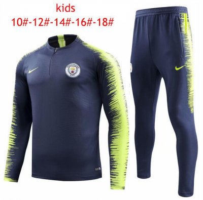 Kids Manchester City 2018/19 Training Suit (Blue Stripe Shirt + Pants)