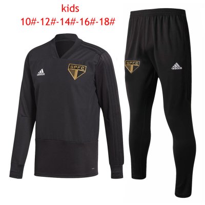 Kids Sao Paulo FC 2018/19 Black V-Neck Training Suit