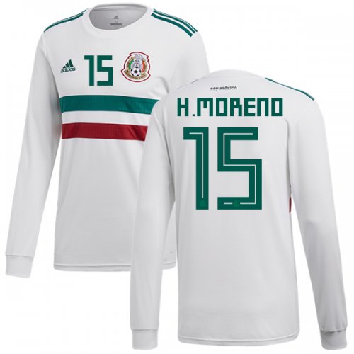 Mexico 2018 World Cup Away HECTOR MORENO 15 Long Sleeve Shirt Soccer Jersey