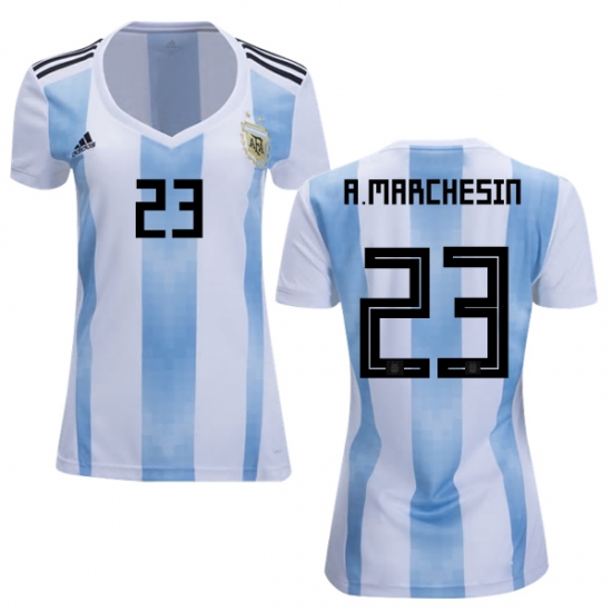 Argentina 2018 FIFA World Cup Home Agustin Marchesin #23 Women Jersey Shirt - Click Image to Close