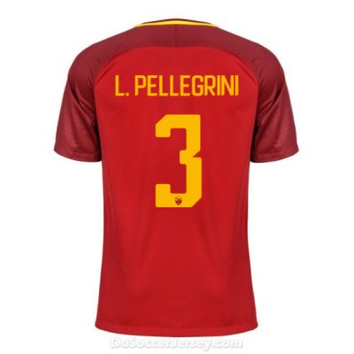 AS ROMA 2017/18 Home L. PELLEGRINI #3 Shirt Soccer Jersey