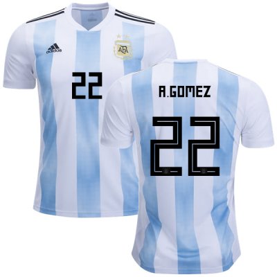 Argentina 2018 FIFA World Cup Home Alejandro Gomez #22 Shirt Soccer Jersey