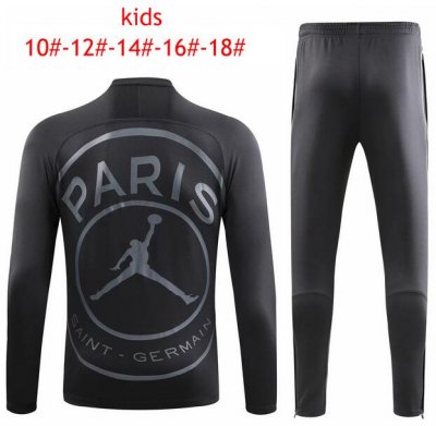 Kids PSG Jordan 2018/19 Training Suit (O'Neck Black Sweat Shirt + Pants)