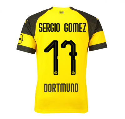 Borussia Dortmund 2018/19 Sergio Gomez 17 Home Shirt Soccer Jersey