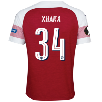 Arsenal 2018/19 Granit Xhaka 34 UEFA Europa Home Shirt Soccer Jersey