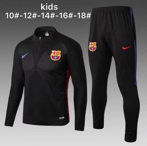 Kids Barcelona Training Suit Zipper Black Stripe 2017/18