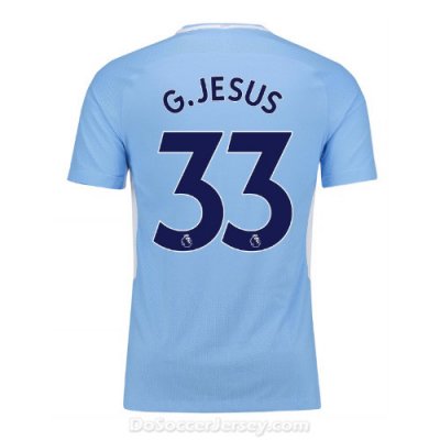 Manchester City 2017/18 Home G.Jesus #33 Shirt Soccer Jersey