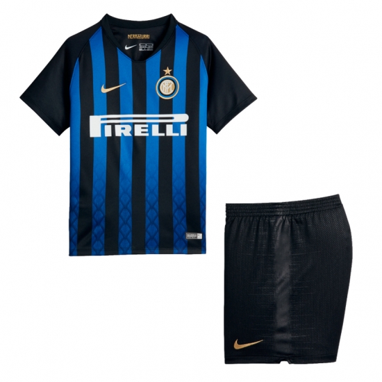 Inter Milan 2018/19 Home Kids Soccer Kit Children Shirt And Shorts - Click Image to Close