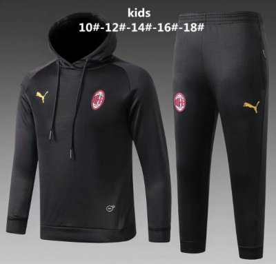Kids AC Milan 2018/19 Black Training Suit (Hoodie Sweatshirt+Pants)