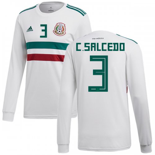 Mexico 2018 World Cup Away CARLOS SALCEDO 3 Long Sleeve Shirt Soccer Jersey