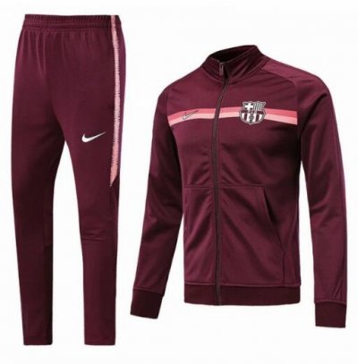 Barcelona 2018/19 Red Zipper Training Suit (Sweat shirt+Trouser)
