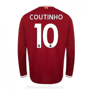 Liverpool 2017/18 Home Coutinho #10 Long Sleeved Shirt Soccer Jersey