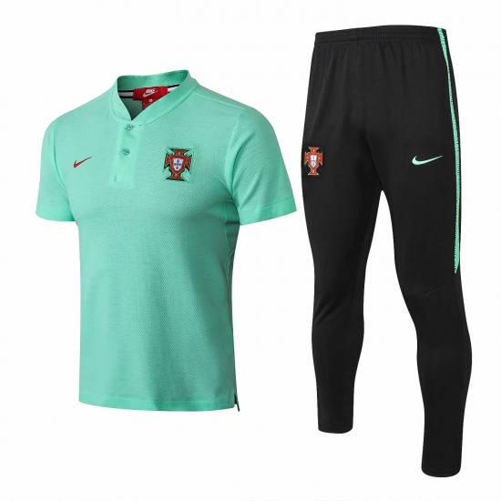 Portugal FIFA World Cup 2018 Green Polo + Pants Training Suit - Click Image to Close
