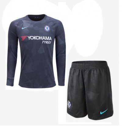 Chelsea 2017/18 Third Long Sleeve Soccer Jersey Uniform (Shirt+Shorts)