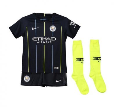 Manchester City 2018/19 Away Kids Soccer Jersey Whole Kit Children Shirt + Shorts + Socks
