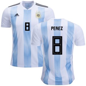 Argentina 2018 FIFA World Cup Home Enzo Perez #8 Shirt Soccer Jersey