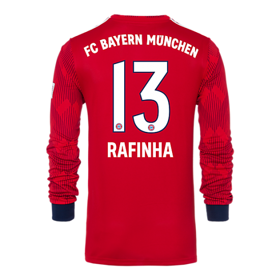 Bayern Munich 2018/19 Home 13 Rafinha Long Sleeve Shirt Soccer Jersey - Click Image to Close