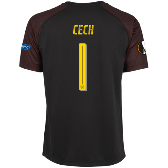 Arsenal 2018/19 Petr Cech 1 UEFA Europa Black Goalkeeper Shirt Soccer Jersey - Click Image to Close