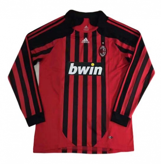AC Milan 2008 Home Retro Shirt Long Sleeve Soccer Jersey - Click Image to Close
