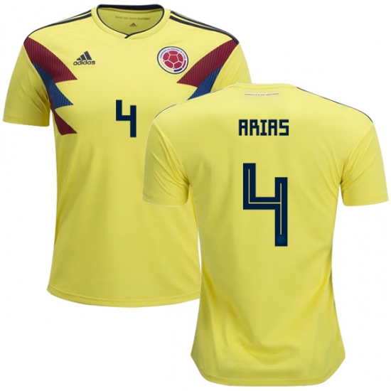 Colombia 2018 World Cup SANTIAGO ARIAS 4 Home Shirt Soccer Jersey - Click Image to Close